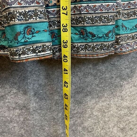 MUDD Summer Dress Medium Multicolor Floral Striped Midi Smocked Sleeveless Sun - Picture 8 of 13